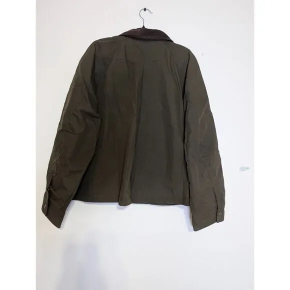 Madewell Waxed Cotton Barn Jacket Corduroy Collar Utility Coat Olive XL NWT - Picture 5 of 16